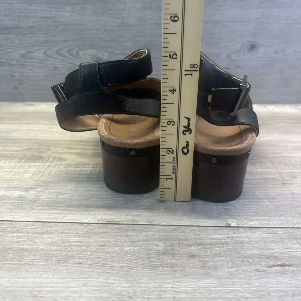 Vionic Black Leather Slingback Clogs with Buckle and Stud Trim - Picture 2 of 10